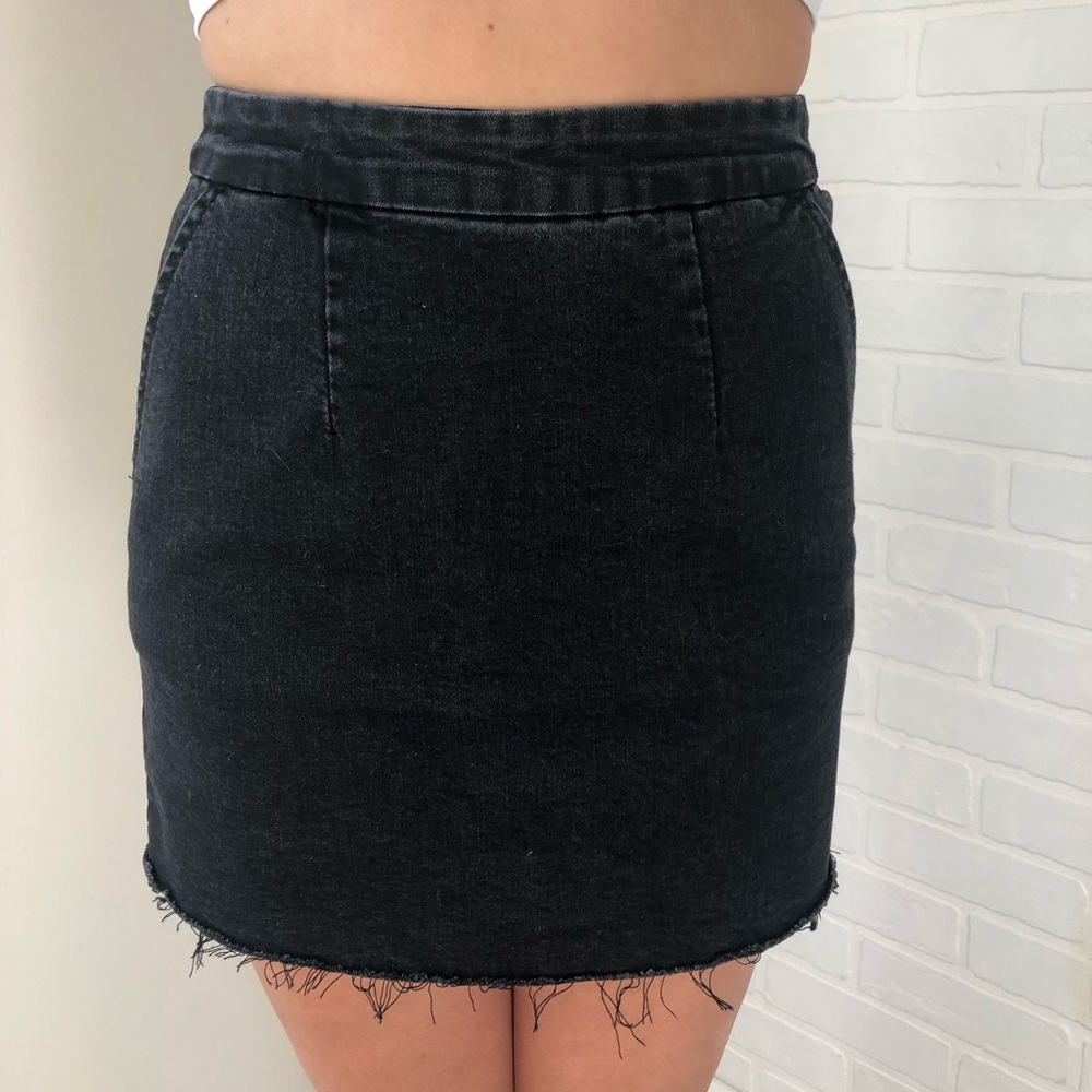 Black Denim Mini Skirt
